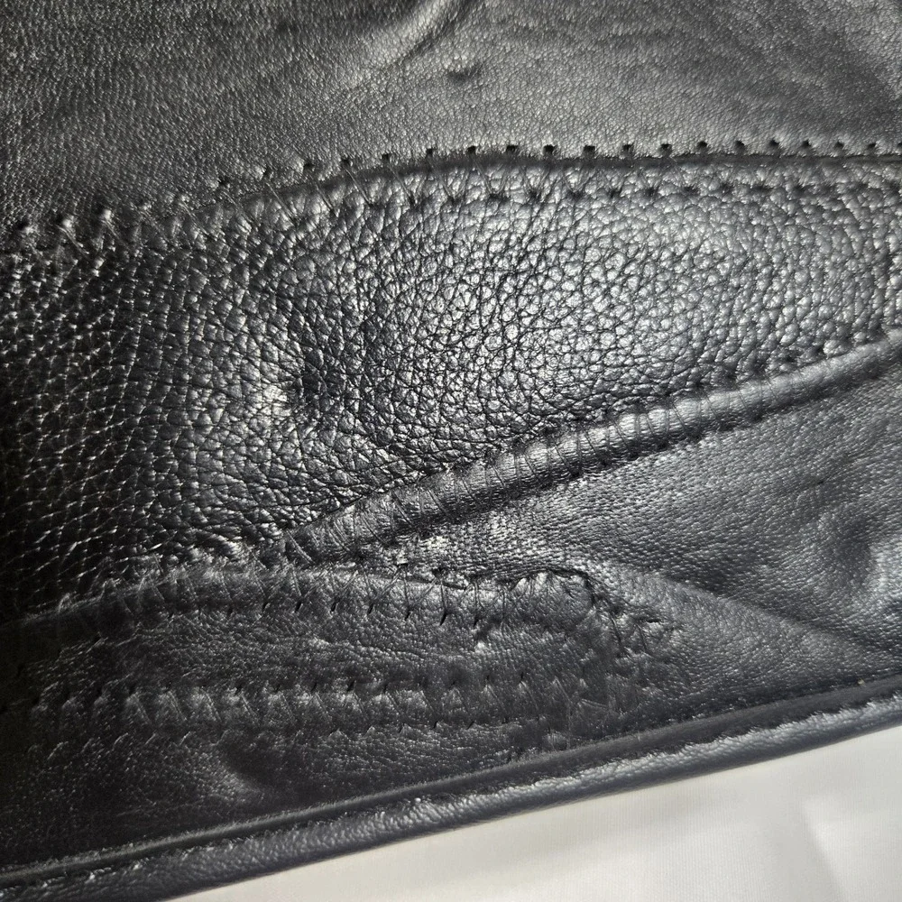 LVintage ondon Fog Black Leather Portfolio